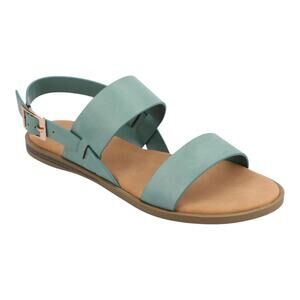 Journee Collection Women's Lavine Double Strap Flat Sandals Seafoam Size 6 1/2 W